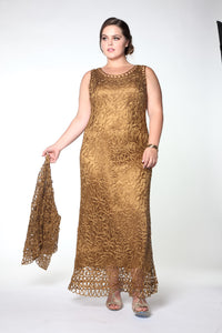 Soulmates C12016 Beaded Silk Lace Classic Dress Jacket Set Plus Size