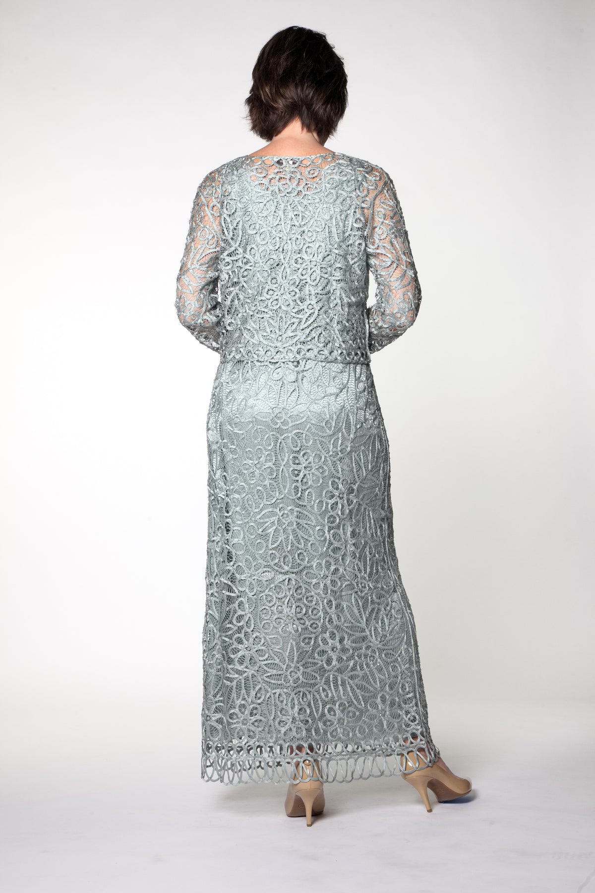 Soulmates C12016 Beaded Silk Lace Dress & Jacket Outfit