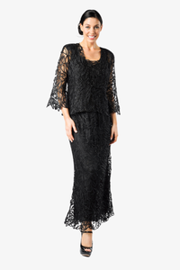 Soulmates 3/4" Bell Sleeve Silk Jacket Top and Skirt Set
