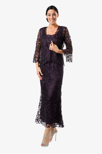 Soulmates 3/4" Bell Sleeve Silk Jacket Top and Skirt Set