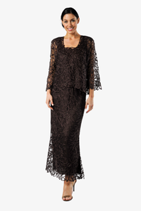 Soulmates 3/4" Bell Sleeve Silk Jacket Top and Skirt Set