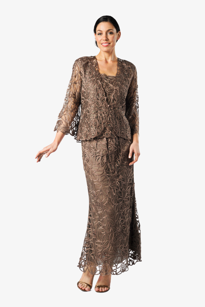 Soulmates 3/4" Bell Sleeve Silk Jacket Top and Skirt Set