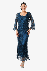 Soulmates 3/4" Bell Sleeve Silk Jacket Top and Skirt Set
