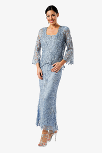 Soulmates 3/4" Bell Sleeve Silk Jacket Top and Skirt Set