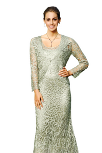 Soulmates C715 Embroidered Silk Handmade Lace Evening Dress with Jacket Set