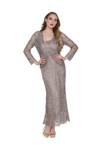 Soulmates C715 Embroidered Silk Lace Evening Dress with Jacket Set