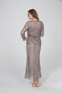 Soulmates C715 Embroidered Silk Lace Evening Dress with Jacket Set