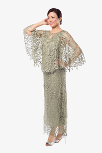 Soulmates C80312 Hand Crocheted Lace Cape Top and Skirt Set