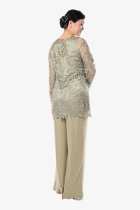 Soulmates C80703 Hand Crocheted Lace Tunic Top with Pants Set