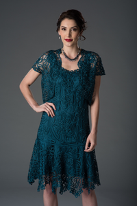 Soulmates C9125 Silk Party Dress with Cap Sleeve Jacket Set