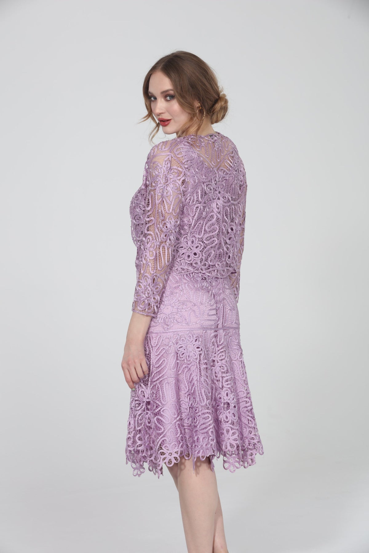 Soulmates C9126 Silk Beaded Tea Length Dress with Bolero Jacket Set