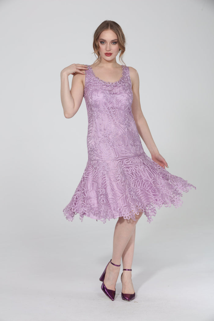 Soulmates C9126 Silk Beaded Tea Length Dress with Bolero Jacket Set