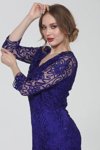 Soulmates C9126 Silk Beaded Tea Length Dress with Bolero Jacket Set