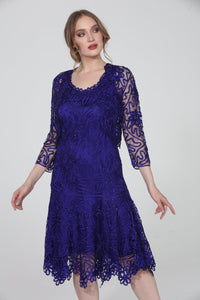 Soulmates C9126 Silk Beaded Tea Length Dress with Bolero Jacket Set