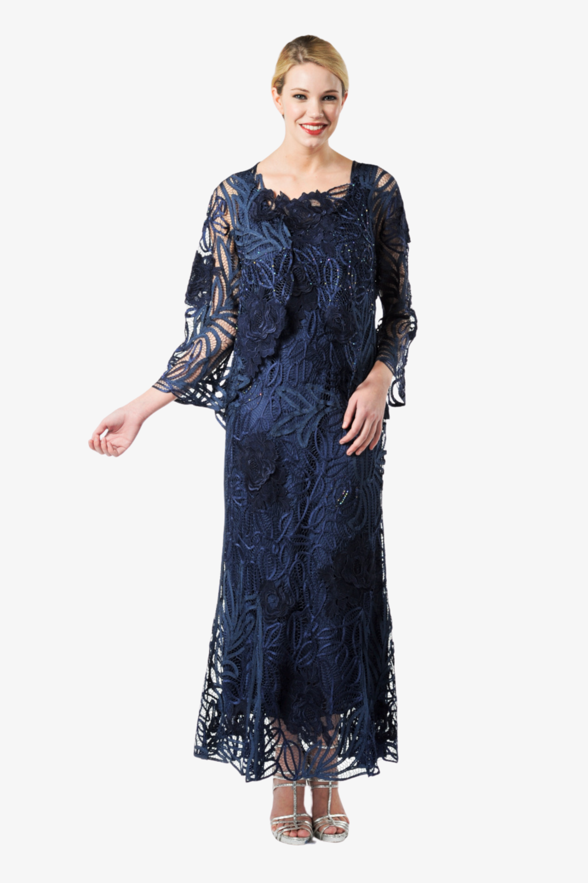 Soulmates D1106 Rose Embroidered Lace Evening Mother Of Bride Dress with Jacket Set