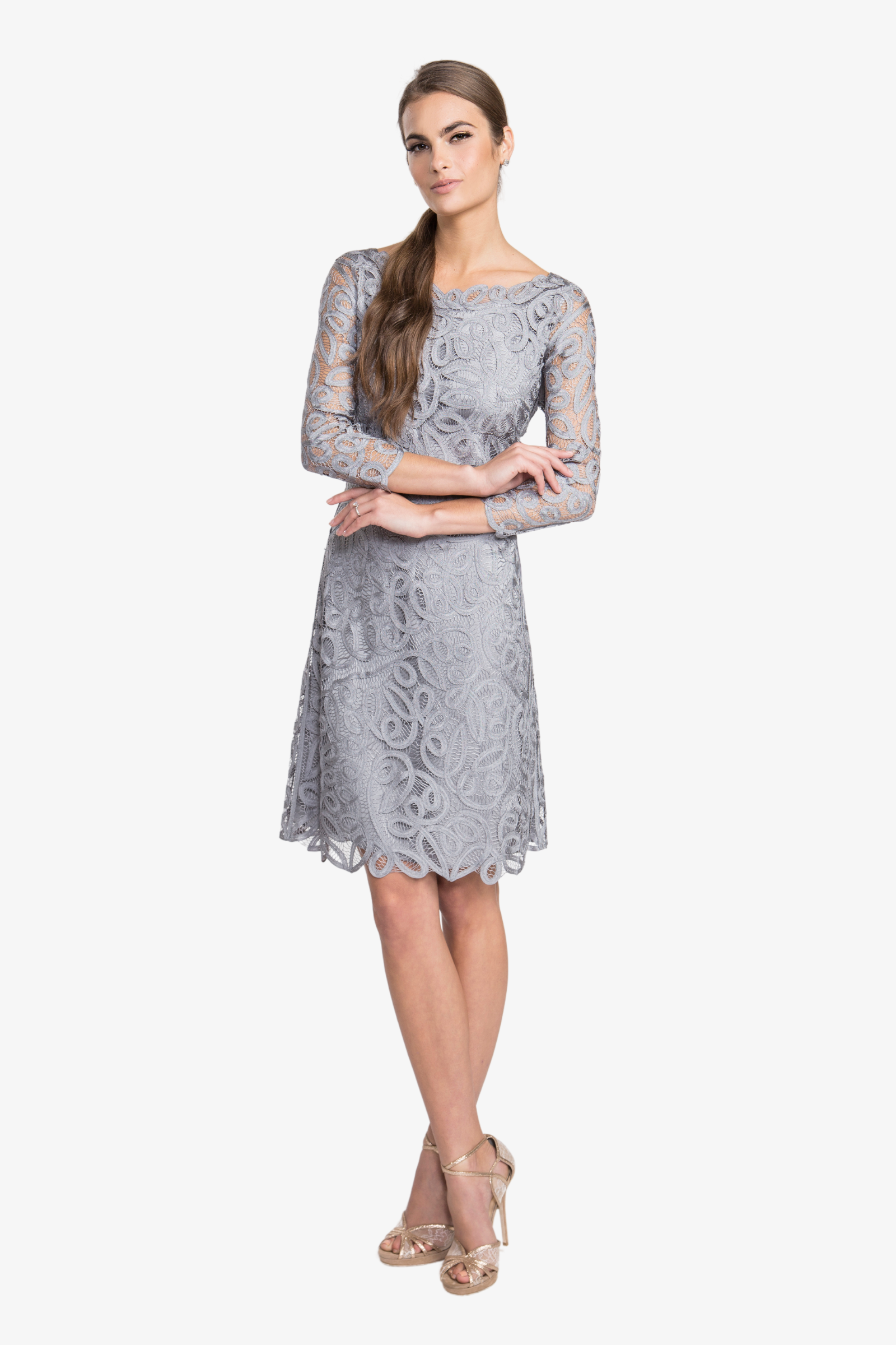 Soulmates D1322 Lace Wedding Party Bridal Shower Dress (Capsule2), Pewter / L
