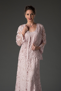 Soulmates D7051 Beaded Lace Paisley Jacket Top and Skirt Set