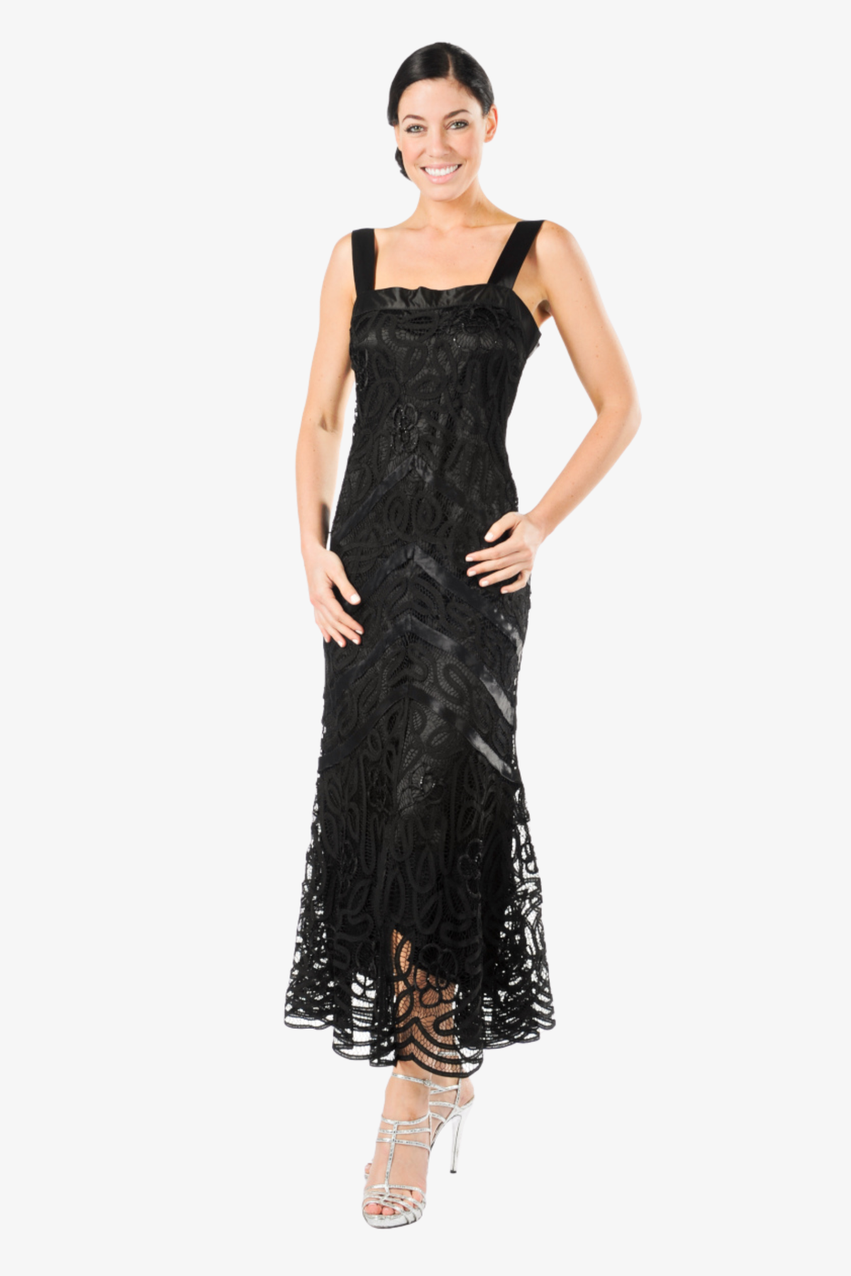 Soulmates D7069 Hand Crocheted Beaded Split Dress with Jacket Set