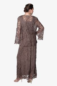 Soulmates D7107 Hand Crocheted 3/4 Bell-Sleeve Jacket Top and Skirt Set