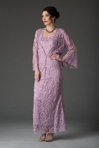 Soulmates D7107 Hand Crocheted 3/4 Bell-Sleeve Jacket Top and Skirt Set