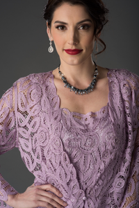 Soulmates D7107 Hand Crocheted 3/4 Bell-Sleeve Jacket Top and Skirt Set