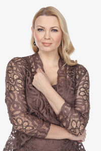 Soulmates D9120 Hand Crocheted Evening High-Low Dress with Jacket Set