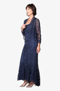 Soulmates D9120 Hand Crocheted Evening High-Low Dress with Jacket Set