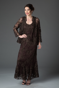 Soulmates D9122 Flower Embroidered Lace Jacket Top and Skirt Set