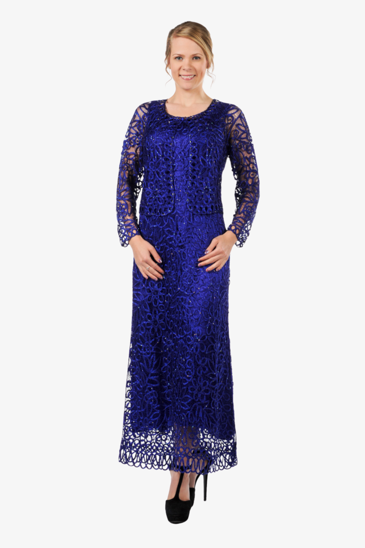 Soulmates C12016 Beaded Silk Lace 2-Piece Maxi Dress - Princess