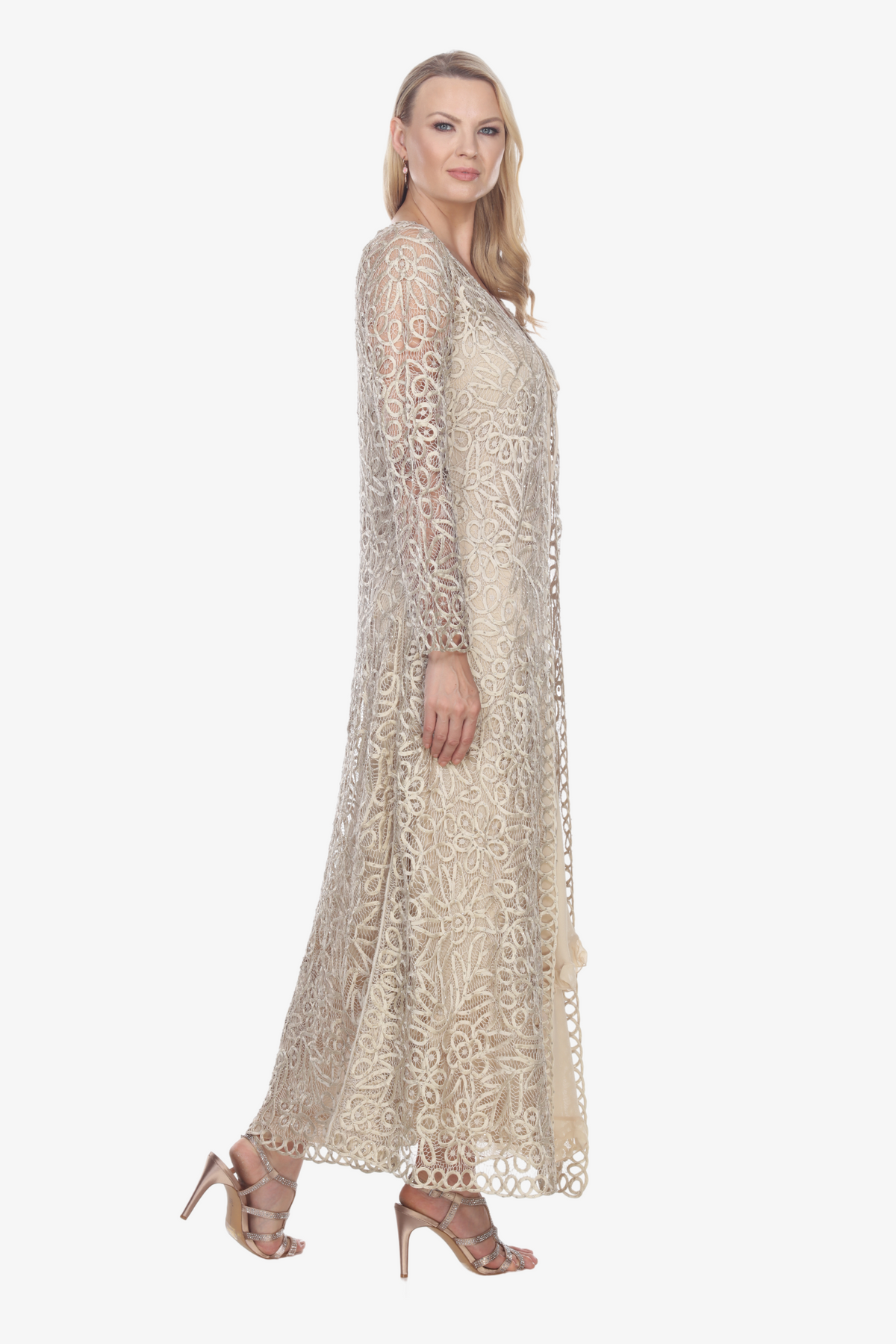 Soulmates C12605 Hand Crocheted Silk Beaded Duster with Dress Set