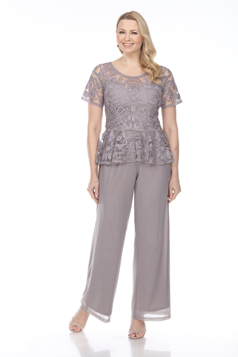 Peplum Short Sleeve Top w/ Special Occasion Pants Set