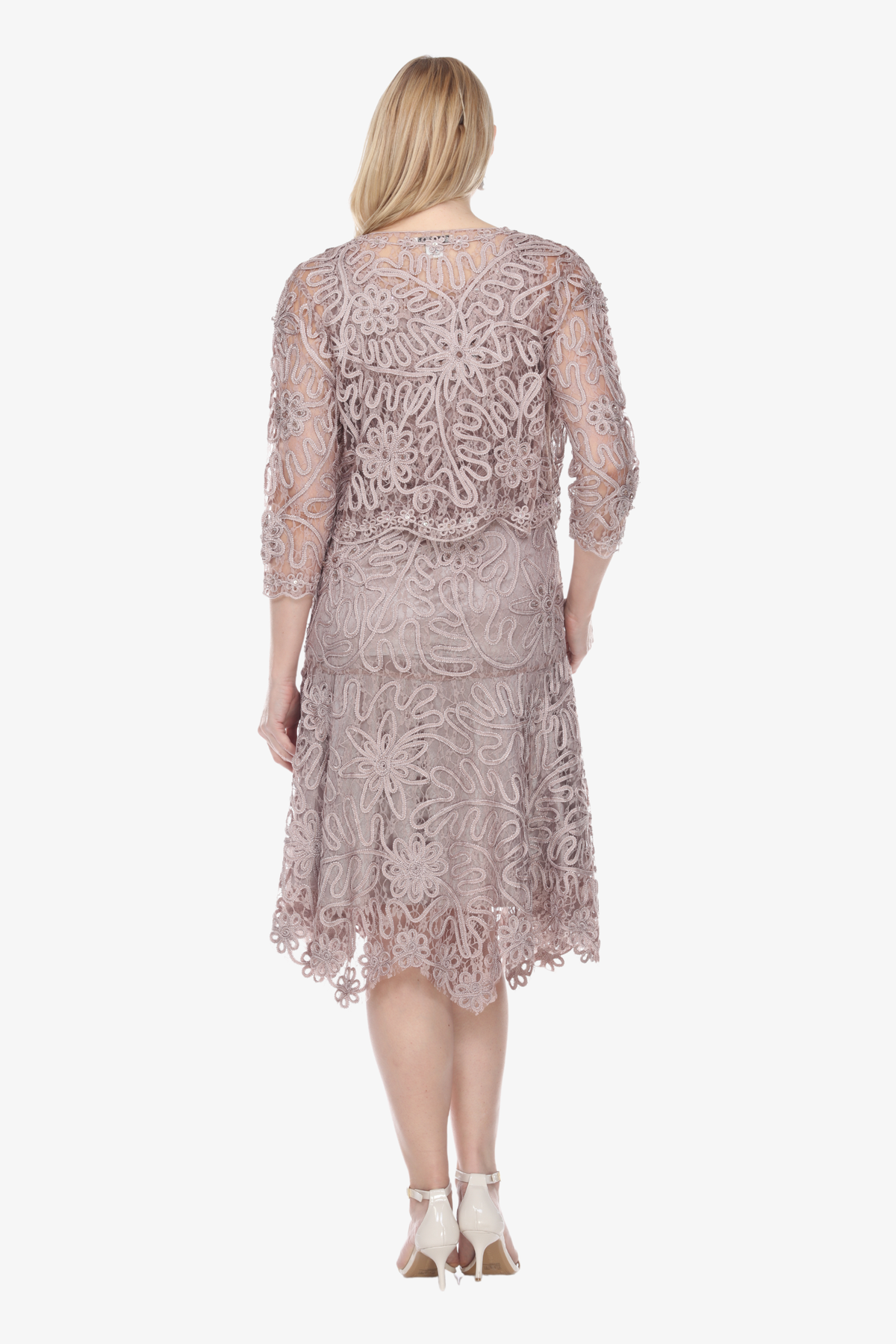 Soulmates 1501 Soutache Lace Tea-Length Cocktail Dress with Jacket Set