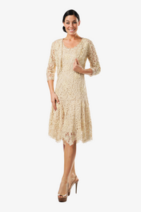 Soulmates 1501 Soutache Lace Tea-Length Cocktail Dress with Jacket Set