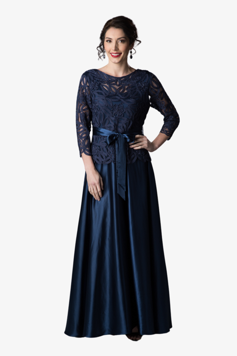 Soulmates 1601 Embroidered Lace Boat Neck Ball Gown