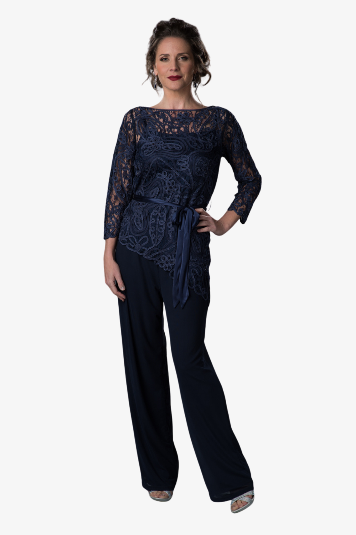 Soulmates 1604 Evening Asymmetrical Top with Pants Set