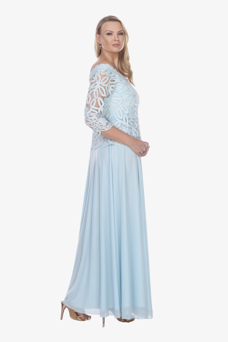 Soulmates 1614 Off Shoulder 3/4 Sleeve Evening Gown