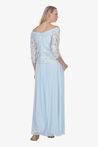 Soulmates 1614 Off Shoulder 3/4 Sleeve Evening Gown