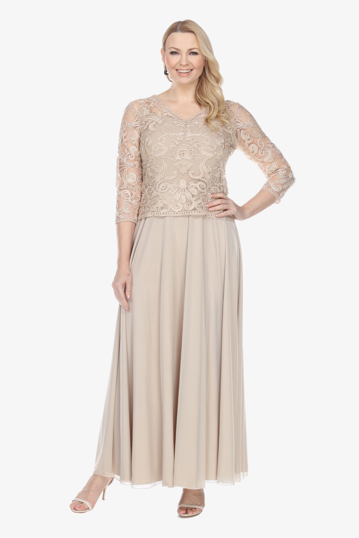 Soulmates 1901 Embroidered Lace Evening Gown