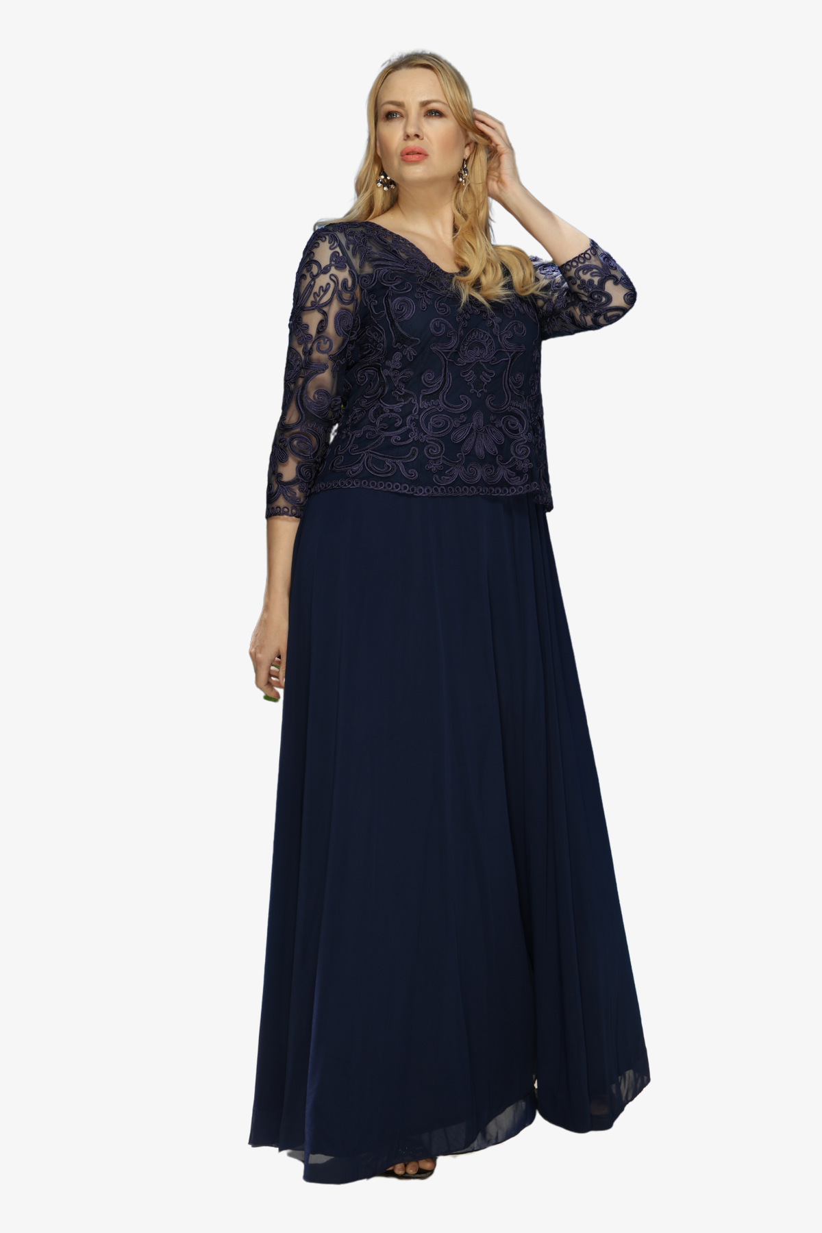 Soulmates 1901 Embroidered Lace Evening Gown