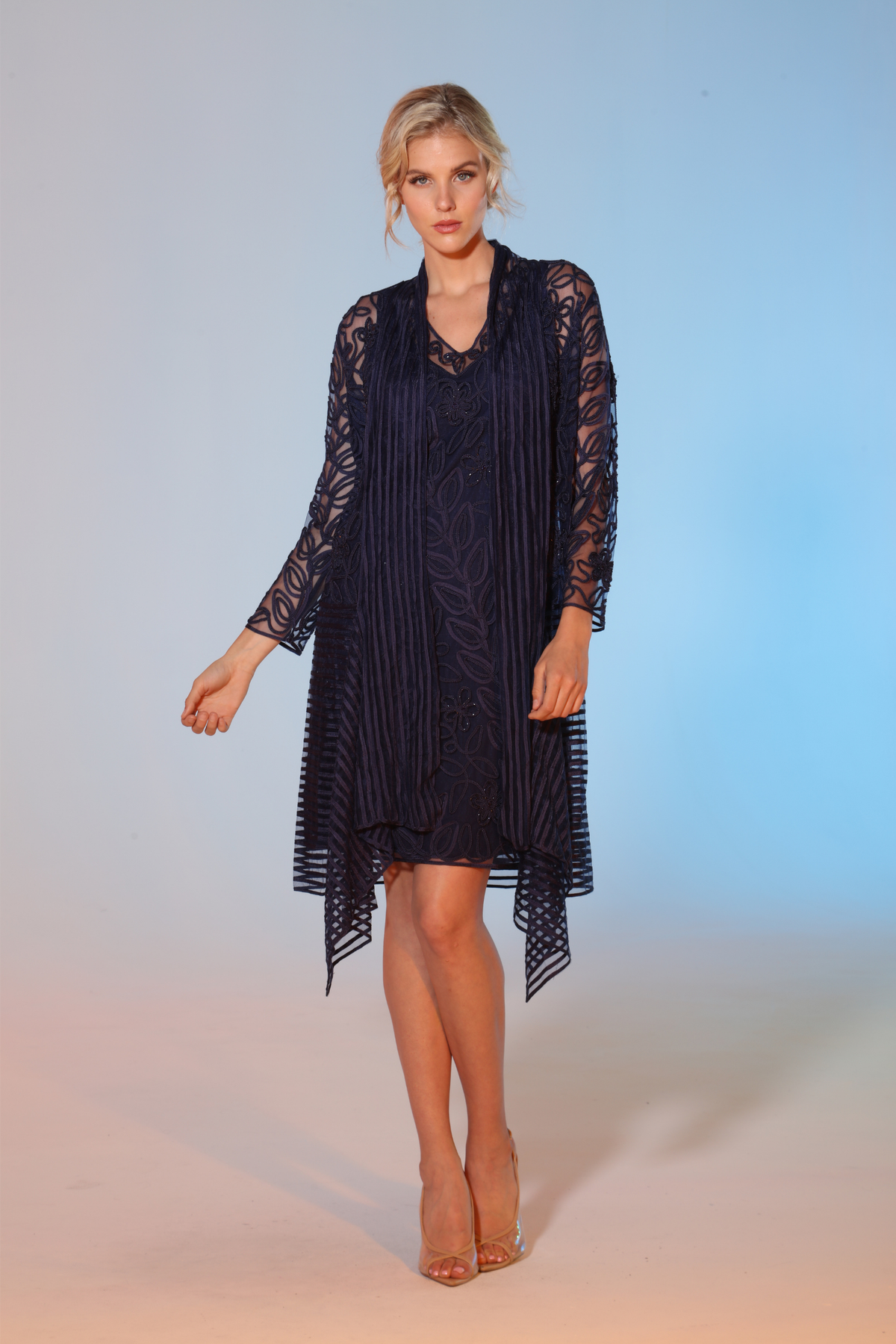 Soulmates 2204 Short Lace Duster Dress Set