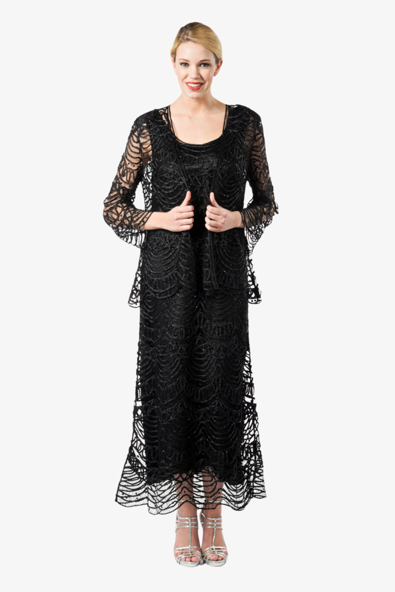 Soulmates C1062 Scallop Hand Crocheted Lace Dress with Jacket Set