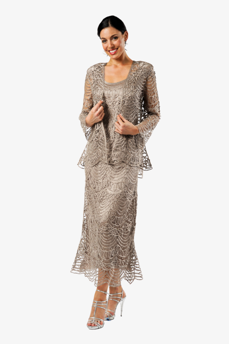 lace dress and jacket set Soulmates C1062 Scallop Hand Crocheted Lace Dress with Jacket Set (Capsule)