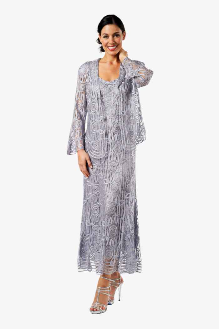 Soulmates C1068 Beaded Silk Lace Evening Jacket with Godet Dress Set (Capsule2)