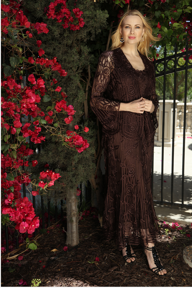 Soulmates C1068 Beaded Silk Lace Evening Jacket with Godet Soulmates C1068 Beaded Silk Lace Evening Jacket with Godet