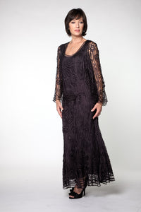 Soulmates C1079 Wave Crocheted Lace Mother of the Bride Jacket Top and Skirt Set (Capsule2)