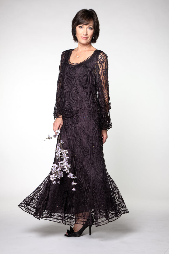 Soulmates C1079 Wave Crocheted Lace Mother of the Bride Jacket Top and Skirt Set (Capsule2)
