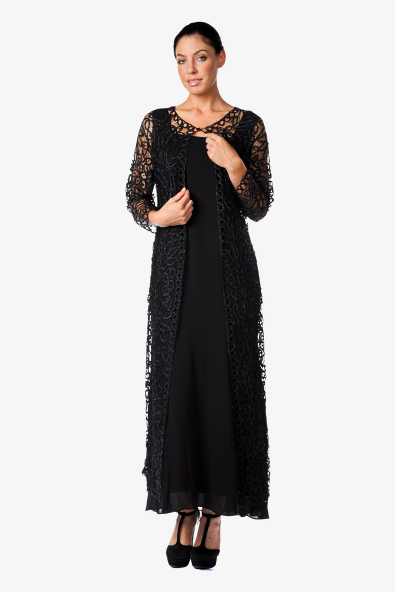 Soulmates C12605 Hand Crocheted Silk Beaded Duster with Dress Set