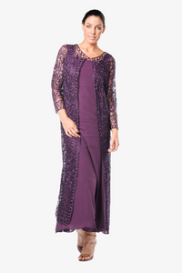 Soulmates C12605 Hand Crocheted Silk Beaded Duster with Dress Set