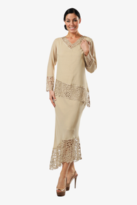 Soulmates C2300 Asymmetrical Lace Tunic Top with Skirt Set