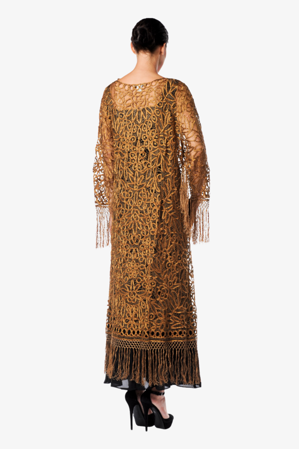 Soulmates C390 Hand Crocheted Beaded Fringe Coat Long Duster